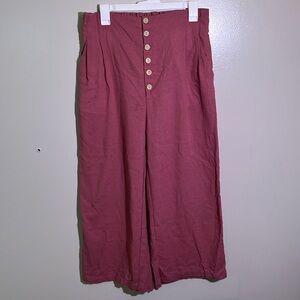 Women’s Size L tgla Wide Leg Pleated Button Linen Pants